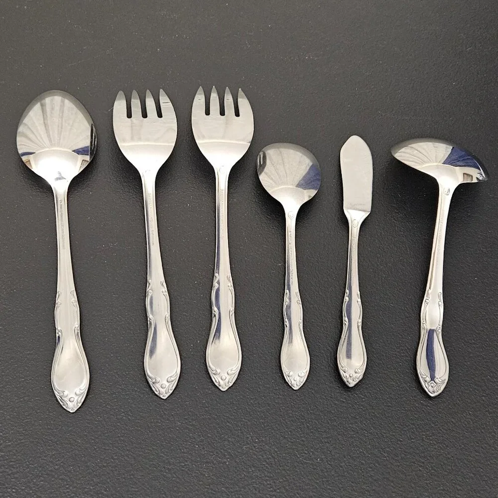 ONEIDA LTD S.L. & G.H. ROGERS STAINLESS 6 PC SERVING SET
